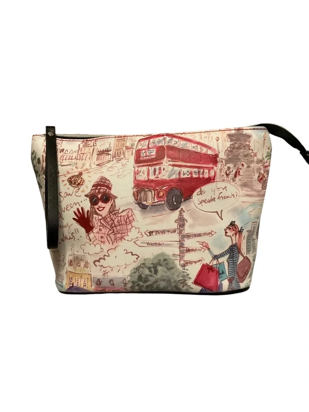 IZAK Pink London Illustration Cosmetic Bag